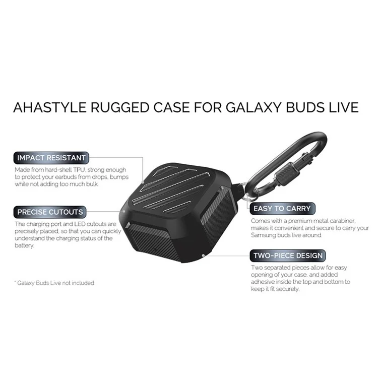 AHASTYLE PT131 Para Samsung Galaxy Buds Live / Buds Pro / Buds 2 Bluetooth Earphone TPU Protective Cover Anti-scratch Anti-drop Case - Midnight Blue
