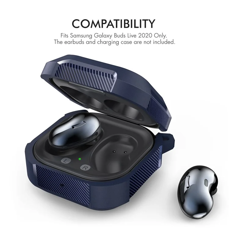 AHASTYLE PT131 Para Samsung Galaxy Buds Live / Buds Pro / Buds 2 Bluetooth Earphone TPU Protective Cover Anti-scratch Anti-drop Case - Midnight Blue