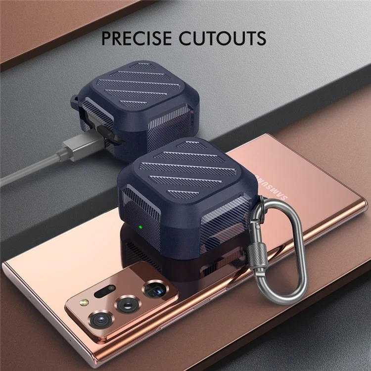 AHASTYLE PT131 Para Samsung Galaxy Buds Live / Buds Pro / Buds 2 Bluetooth Earphone TPU Protective Cover Anti-scratch Anti-drop Case - Midnight Blue