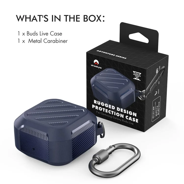 AHASTYLE PT131 Para Samsung Galaxy Buds Live / Buds Pro / Buds 2 Bluetooth Earphone TPU Protective Cover Anti-scratch Anti-drop Case - Midnight Blue