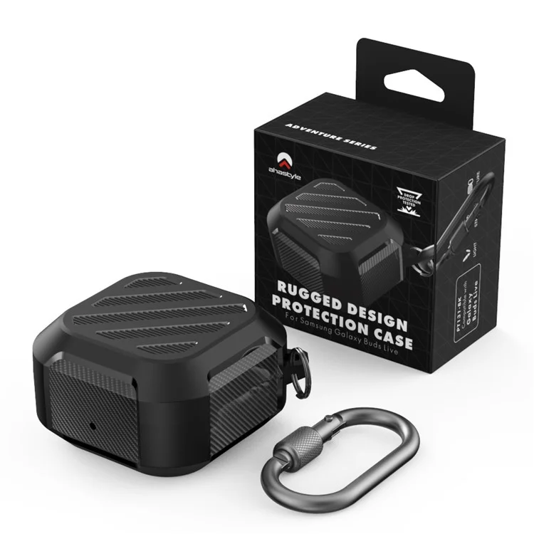 AHASTYLE PT131 For Samsung Galaxy Buds Live / Buds Pro / Buds 2 Bluetooth-compatible Earphone TPU Protective Cover Anti-scratch Anti-drop Case - Black