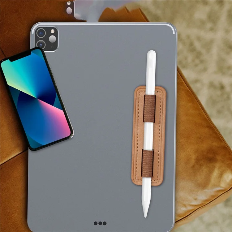 Ahastyle Pt184 Für Apple Pencil Adhäsive PU Leder Stifthalter Elastischer Banddesign Fixhülle - Schwarz