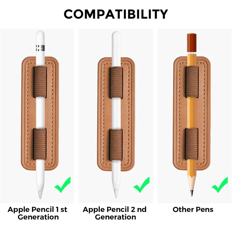 Ahastyle Pt184 Für Apple Pencil Adhäsive PU Leder Stifthalter Elastischer Banddesign Fixhülle - Schwarz