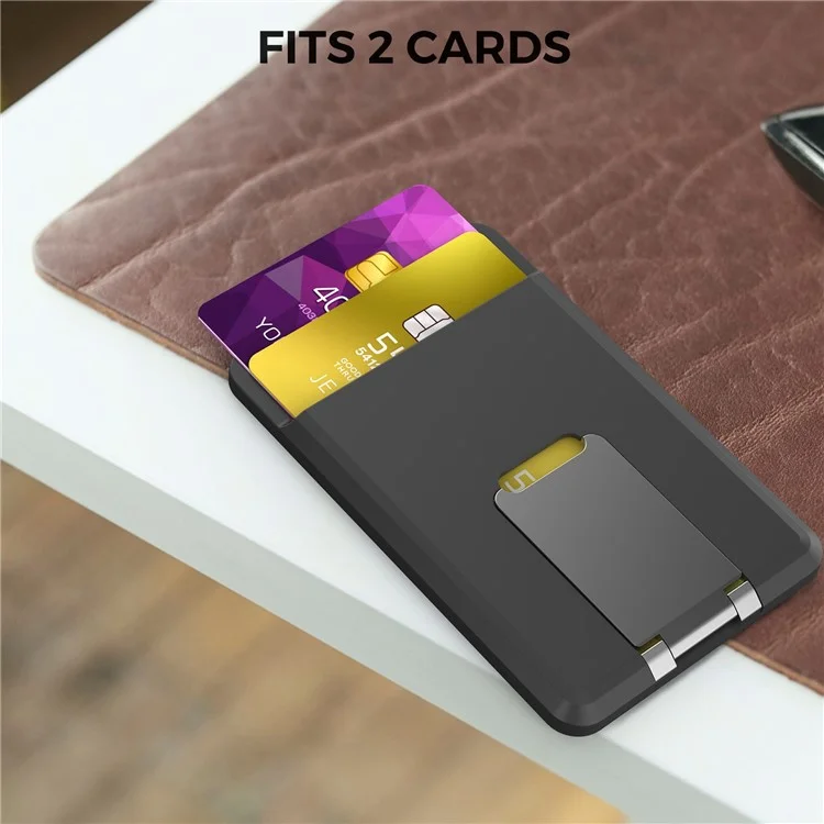AHASTYLE PT133-H Magnetic Card Holder for iPhone 14 / 13 / 12 Series, Card Pocket Phone Stand  Bracket - Black