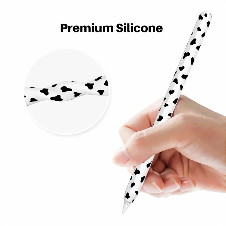 AHASTYLE PT65CW For Apple Pencil (2nd Generation) Cute Cow Pattern Stylus Pen Cover Silicone Anti-drop Protective Sleeve - Purple