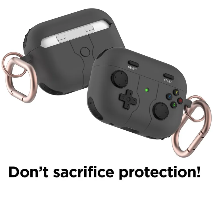 Per Apple AirPods 3 Game Controller Design Earbuds Case Soft Silicone Full Body Protective Cover with Keychain - Nero