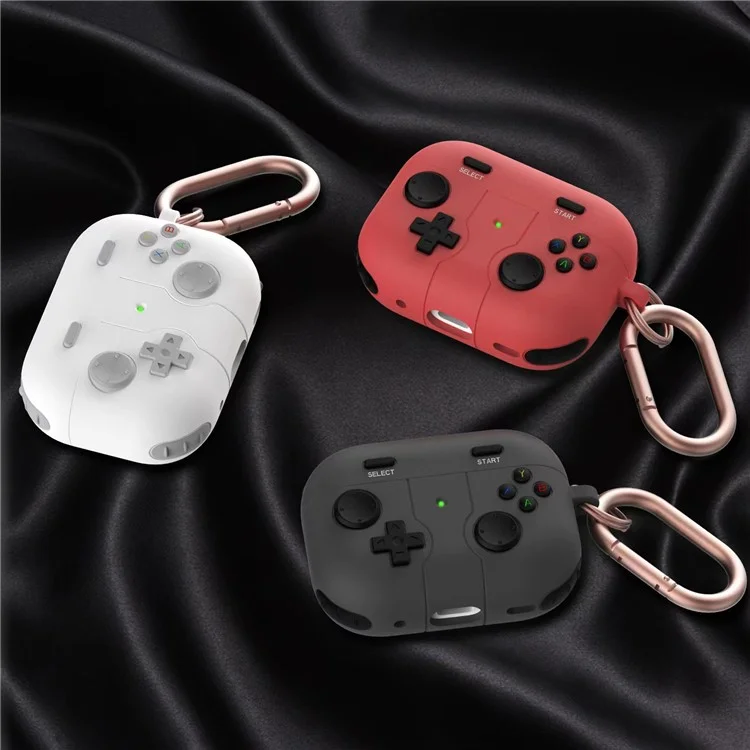 Per Apple AirPods 3 Game Controller Design Earbuds Case Soft Silicone Full Body Protective Cover with Keychain - Nero