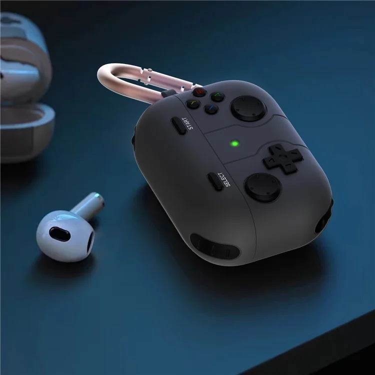 Per Apple AirPods 3 Game Controller Design Earbuds Case Soft Silicone Full Body Protective Cover with Keychain - Nero