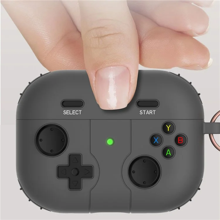 Per Apple AirPods 3 Game Controller Design Earbuds Case Soft Silicone Full Body Protective Cover with Keychain - Nero
