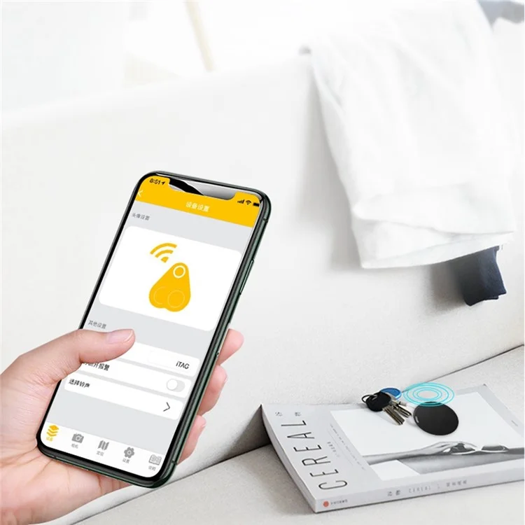 Y02 Round Shape Bluetooth-compatible 5.0 Tracker Item Locator with Key Chain Hole for Keys Pet Wallets Phones Tablets - White