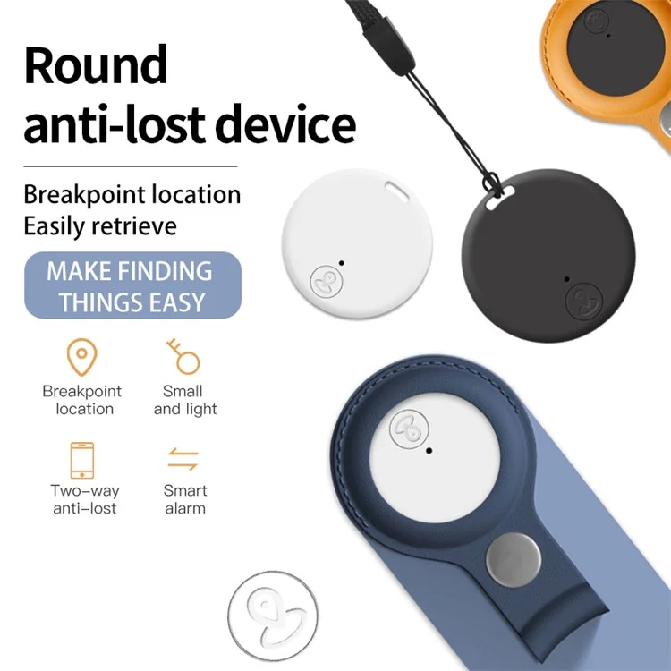 Y02 Round Shape Bluetooth-compatible 5.0 Tracker Item Locator with Key Chain Hole for Keys Pet Wallets Phones Tablets - White