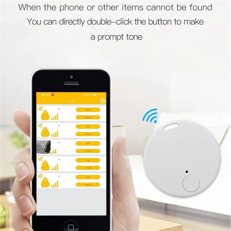 Y02 Round Shape Bluetooth-compatible 5.0 Tracker Item Locator with Key Chain Hole for Keys Pet Wallets Phones Tablets - White