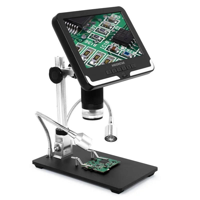 ANDONSTAR AD206 7-inch Digital Microscope 200X Magnification Soldering Tool for SMT PCB Watch Phone Repair with UV Filter - Black / US Plug