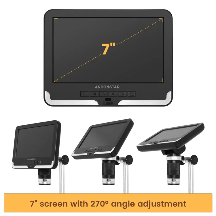 ANDONSTAR AD206 7-inch Digital Microscope 200X Magnification Soldering Tool for SMT PCB Watch Phone Repair with UV Filter - White / US Plug