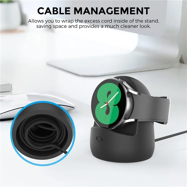 AHASTYLE PT181 For Samsung Galaxy Watch4 40mm 44mm / Watch4 Classic 42mm 46mm Silicone Charging Base Cable Management Stand - White
