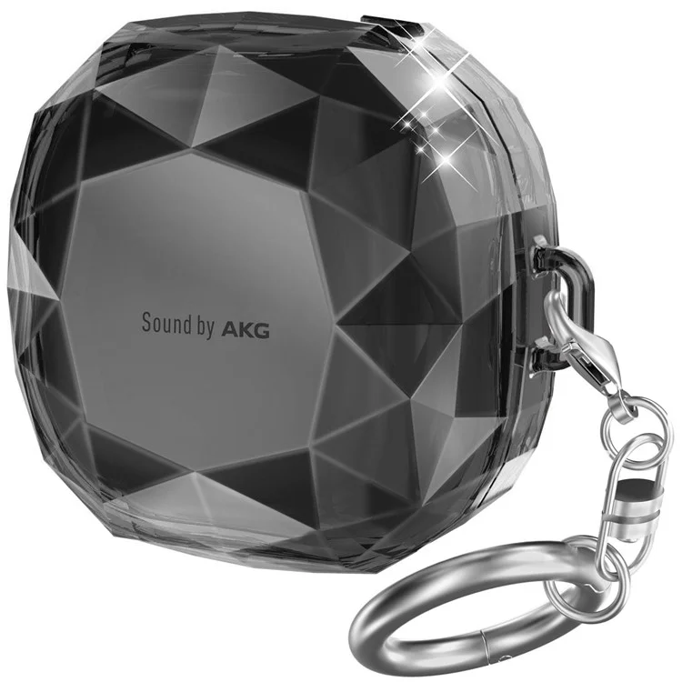 AHASTYLE WG84 Para Samsung Galaxy Buds Live / Buds Pro / Buds 2 / Buds2 Pro Capa Protetora de Fone de Ouvido Textura de Diamante Rígido PC Anti-queda - Preto Transparente