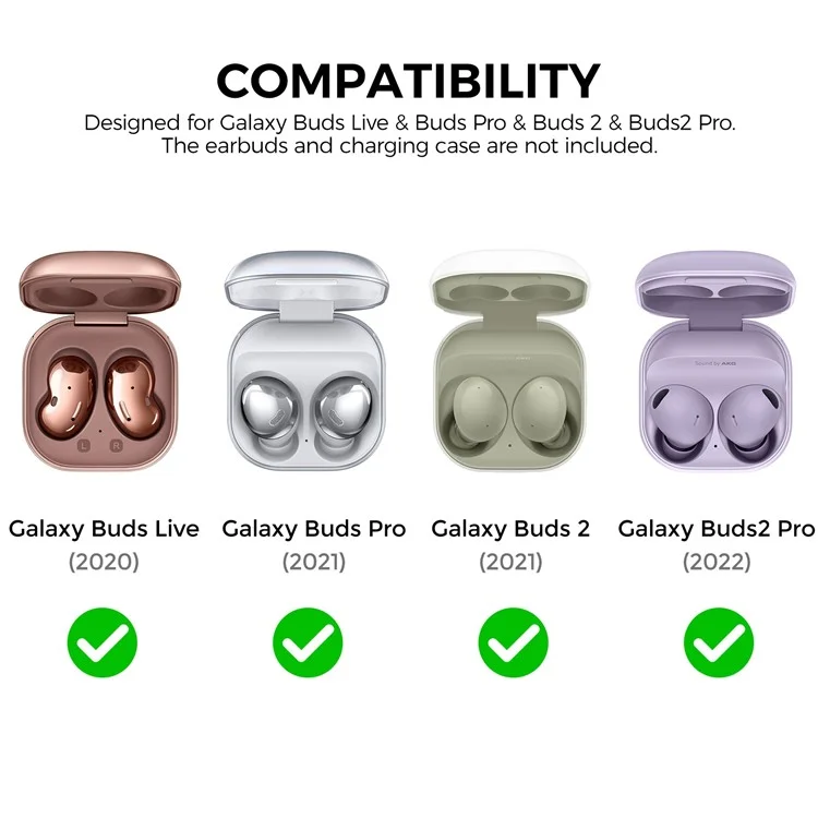 AHASTYLE WG84 Para Samsung Galaxy Buds Live / Buds Pro / Buds 2 / Buds2 Pro Capa Protetora de Fone de Ouvido Textura de Diamante Rígido PC Anti-queda - Preto Transparente