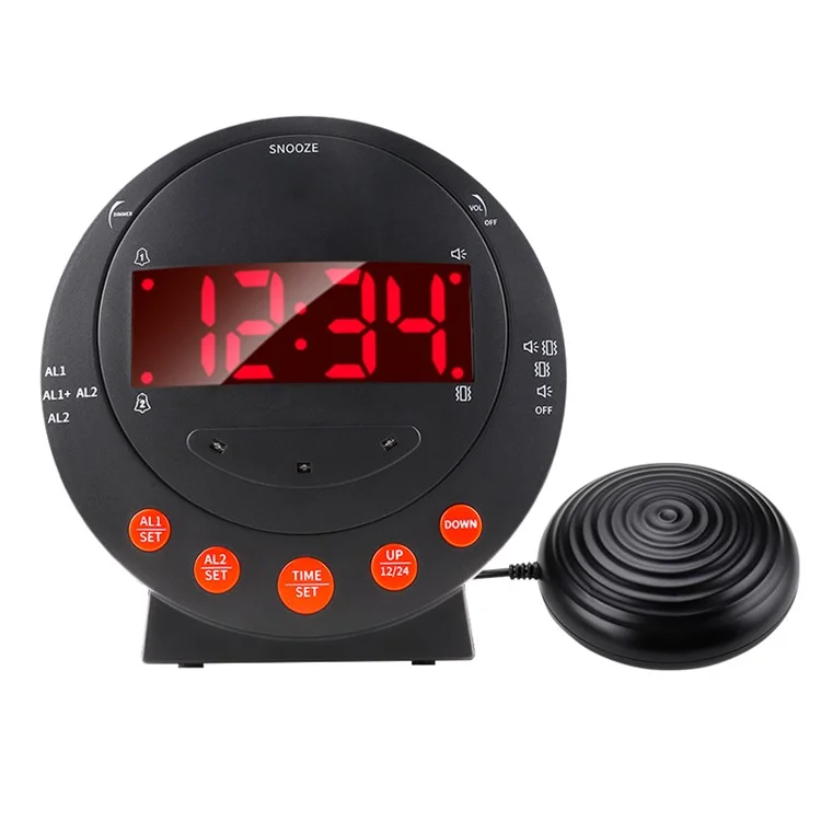 TS-BC600 Lauter Vibrierender Wecker Digital 12 / 24 -h -schlafzimmeruhr Für Gehörige Hörgeschädigte Senior