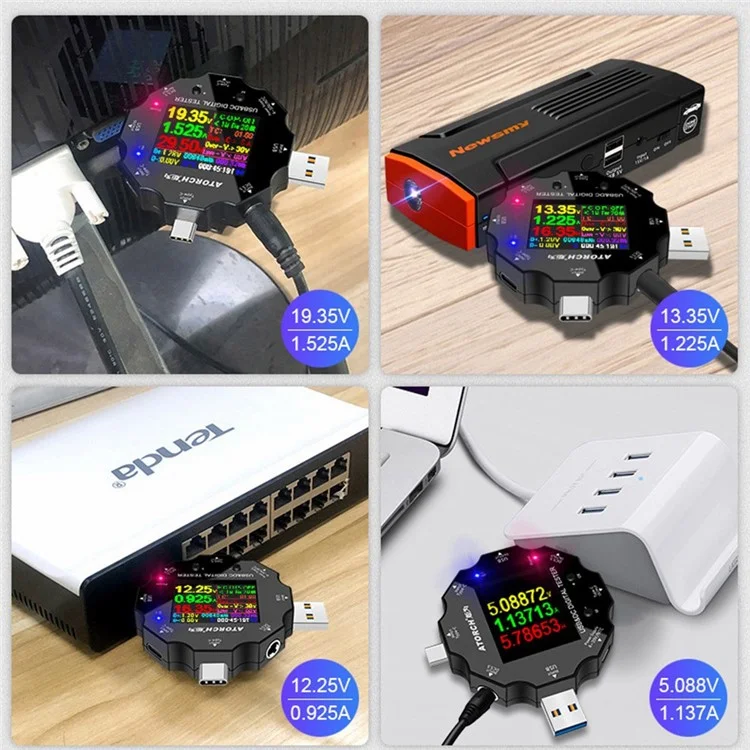 ATORCH UD18 18-интерфейс Многопортовый Цифровой Мультиметр DC5.5 / USB 3.0 / Детектор Напряжения Напряжения Температуры Типа c