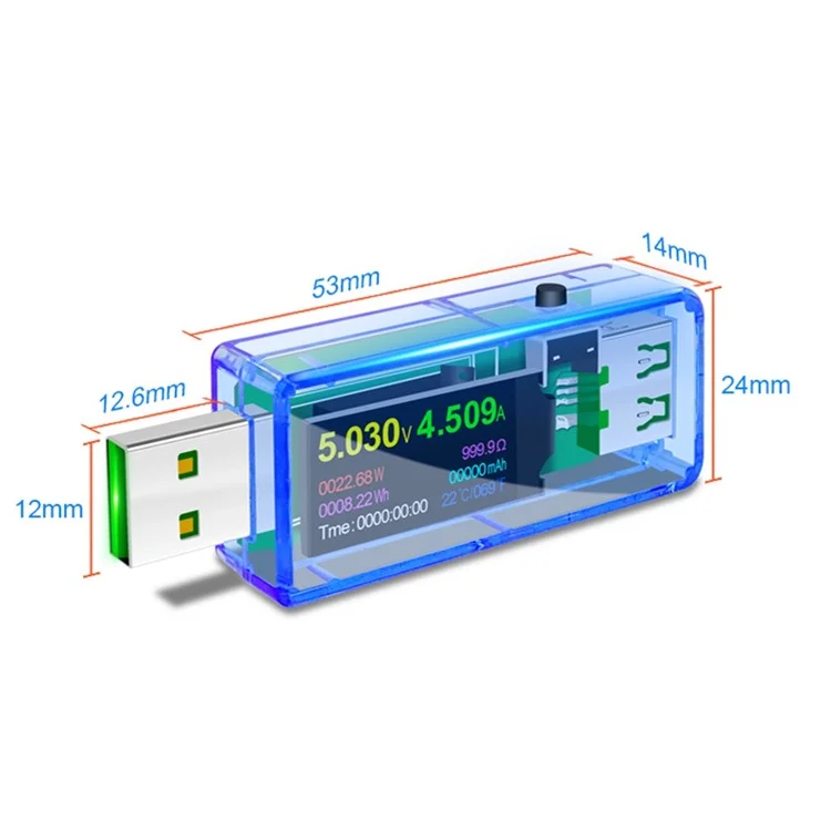 JUWEI U96P Digital Multimeter USB Tester IPS Digital Display Voltage Current Watt Meter Automatic Detection Tool - Black
