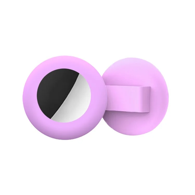 For Apple AirTag Protective Case Dog Cat Tracker Silicone Cover Soft Protection Shell, Size S / 16mm - Light Purple
