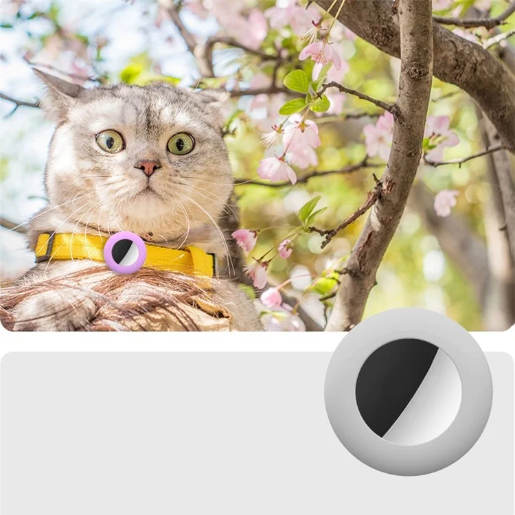 For Apple AirTag Protective Case Dog Cat Tracker Silicone Cover Soft Protection Shell, Size S / 16mm - Light Purple