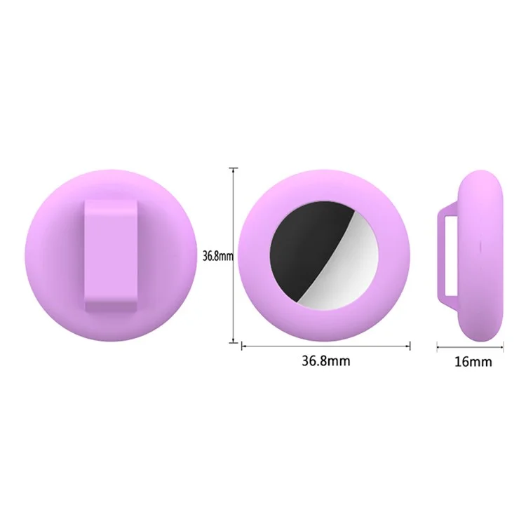 For Apple AirTag Protective Case Dog Cat Tracker Silicone Cover Soft Protection Shell, Size S / 16mm - Light Purple