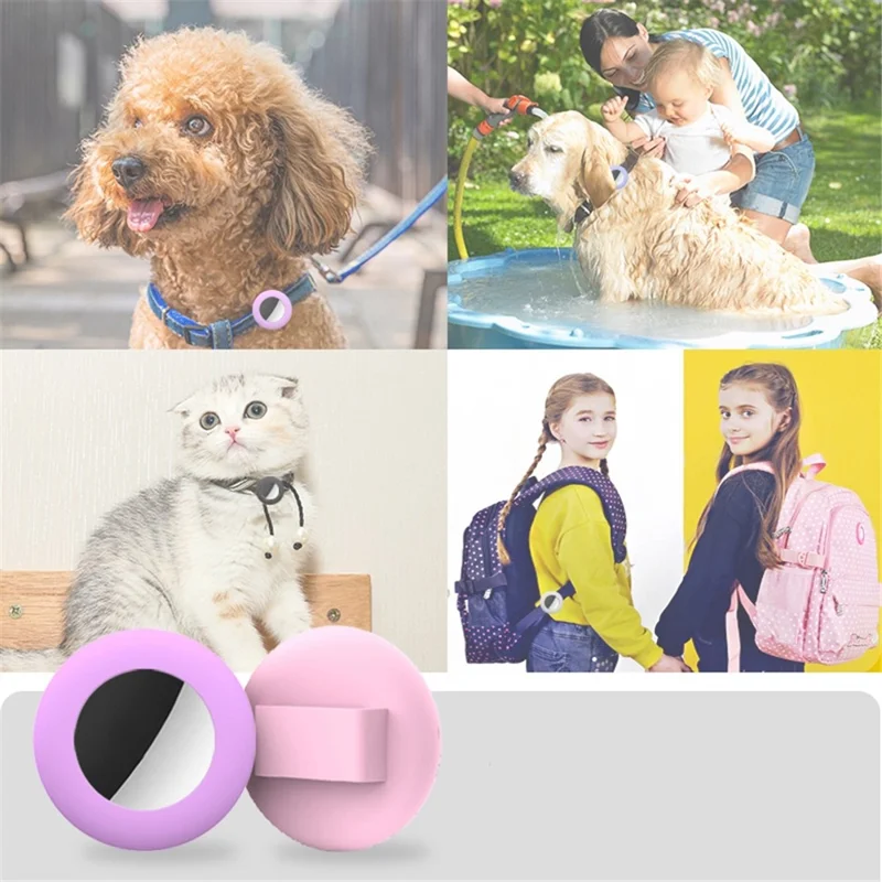 For Apple AirTag Protective Case Dog Cat Tracker Silicone Cover Soft Protection Shell, Size S / 16mm - Luminous Pink