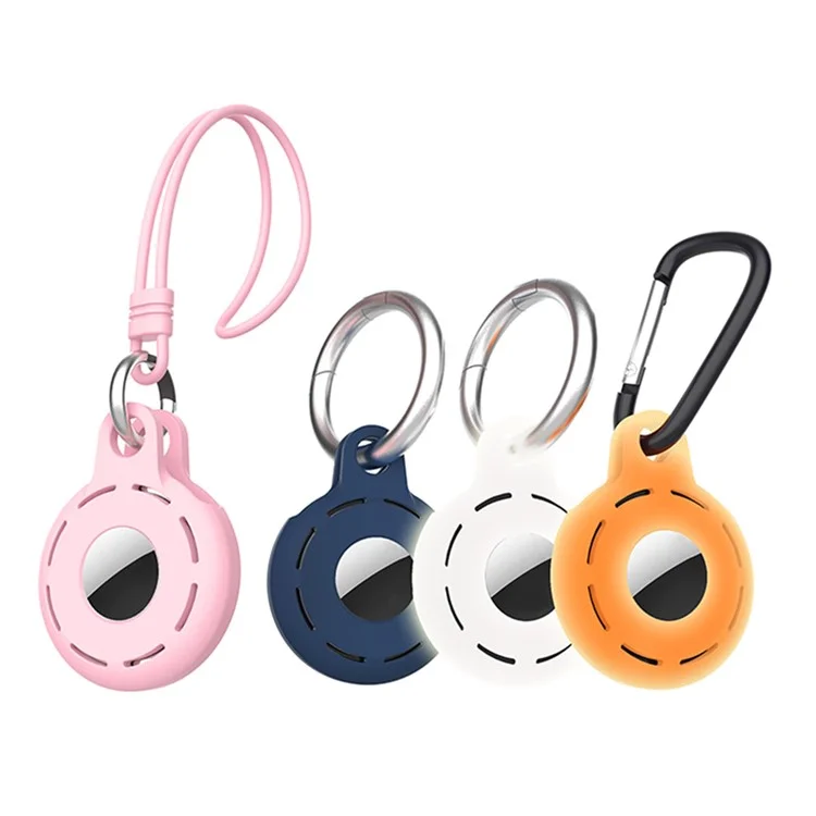4Pcs / Set For Apple AirTag Bluetooth-compatible Tracker Portable Protective Case Soft Silicone Shell - Pink / Midnight Blue / Luminous White / Luminous Orange