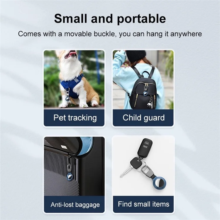 Étui magnétique pour porte-clés AirTag Housse de protection pour bagages Portefeuille Collier de chien - Bleu marine