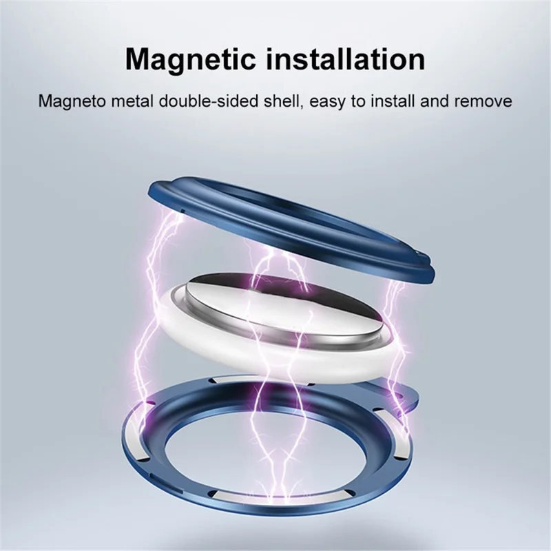 Magnetic Case for AirTag Keychain Protective Cover for Luggage Wallet Dog Collar - Black