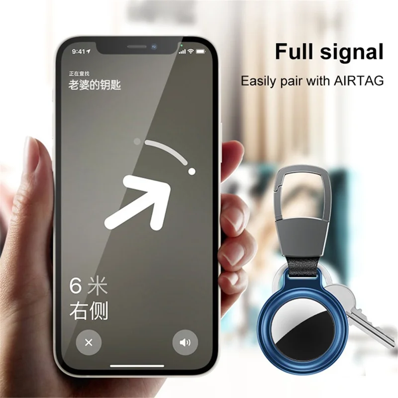 Magnetic Case for AirTag Keychain Protective Cover for Luggage Wallet Dog Collar - Black