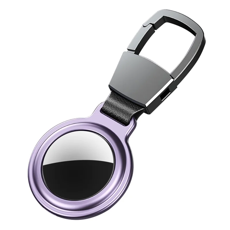 Magnetic Case for AirTag Keychain Protective Cover for Luggage Wallet Dog Collar - Purple