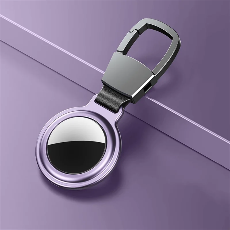 Magnetic Case for AirTag Keychain Protective Cover for Luggage Wallet Dog Collar - Purple