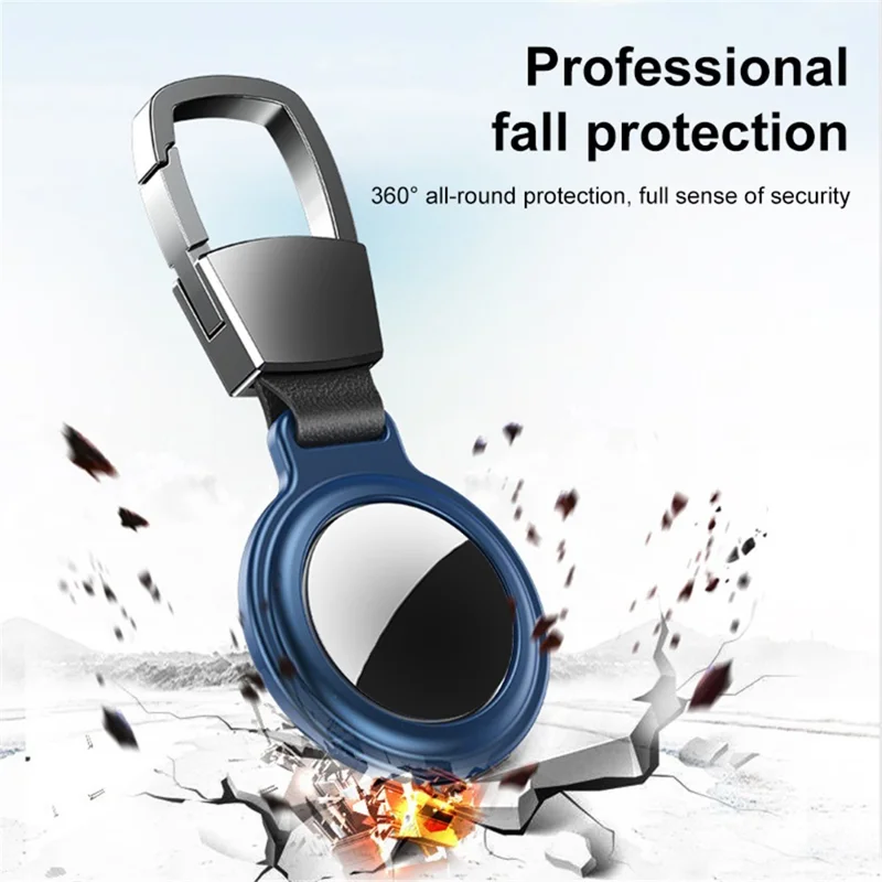 Magnetic Case for AirTag Keychain Protective Cover for Luggage Wallet Dog Collar - Purple