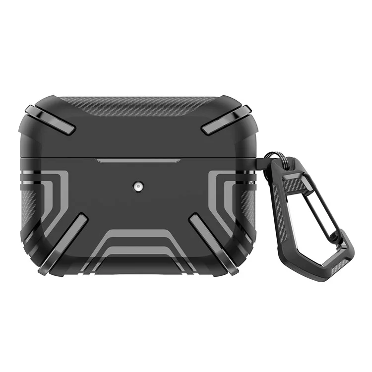 For Apple AirPods 3 Charging Case Cover Bluetooth-compatible Earbuds Protector Shockproof TPU Cover with Buckle - Black