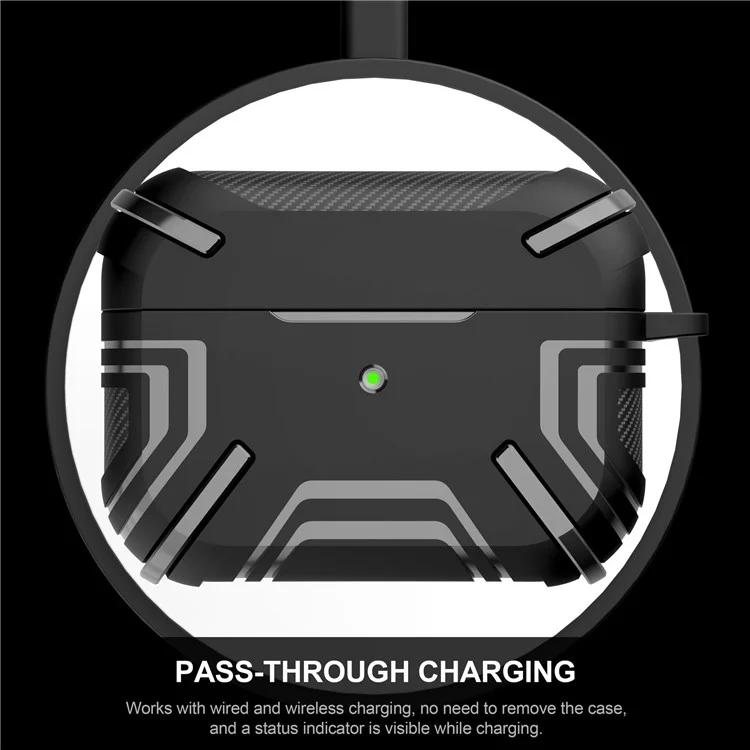 For Apple AirPods 3 Charging Case Cover Bluetooth-compatible Earbuds Protector Shockproof TPU Cover with Buckle - Black