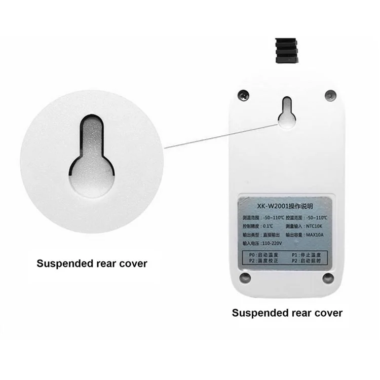 Controlador de Temperatura SMY-W2001 Pantalla Digital Inteligente Toma de Temperatura Ajustable Con Sonda Impermeable de 1 m - Enchufe de Ee. Uu.