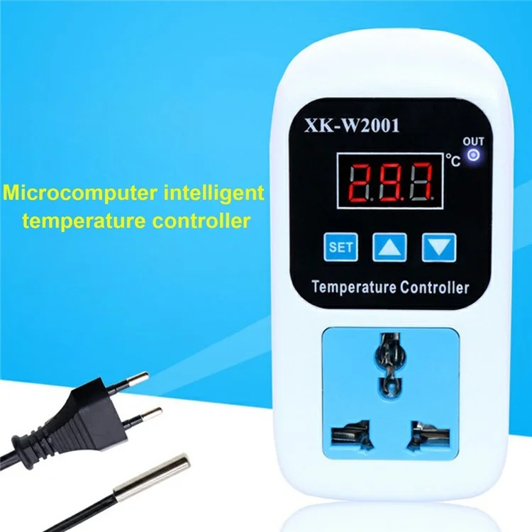 SMY-W2001 Temperature Controller Intelligent Digital Display Adjustable Temperature Socket with 1m Waterproof Probe - US Plug