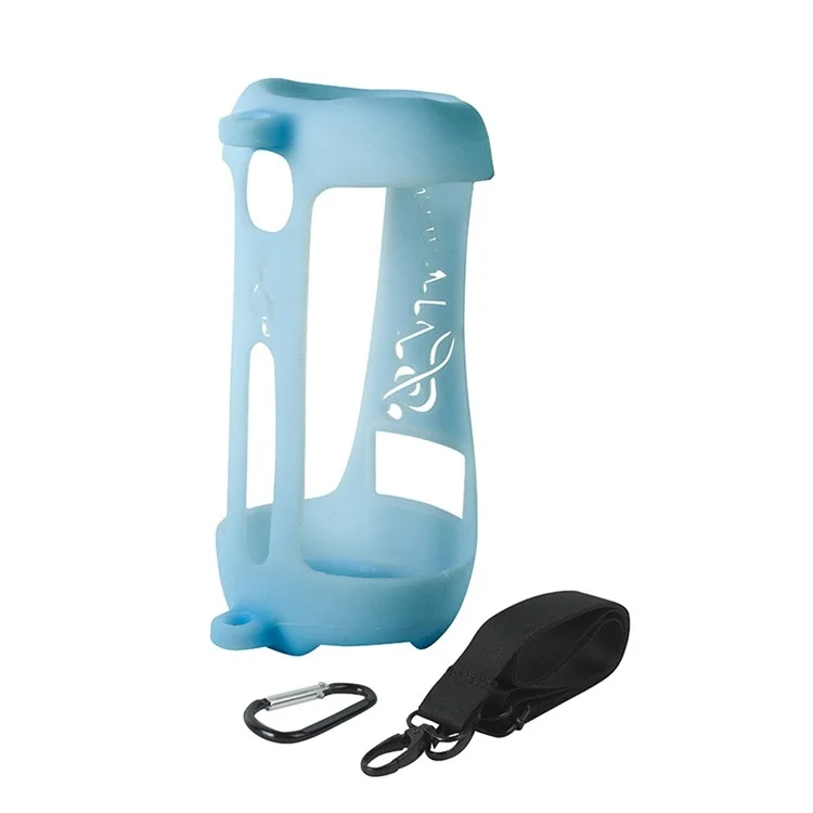 For JBL Pulse5 Soft Silicone Carrying Case Bluetooth-compatible Speaker Protective Cover with Shoulder Strap and Carabiner - Blue