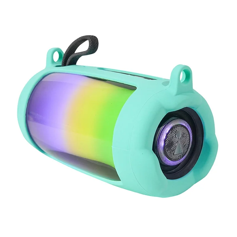 For JBL Pulse5 Soft Silicone Carrying Case Bluetooth-compatible Speaker Protective Cover with Shoulder Strap and Carabiner - Mint Green