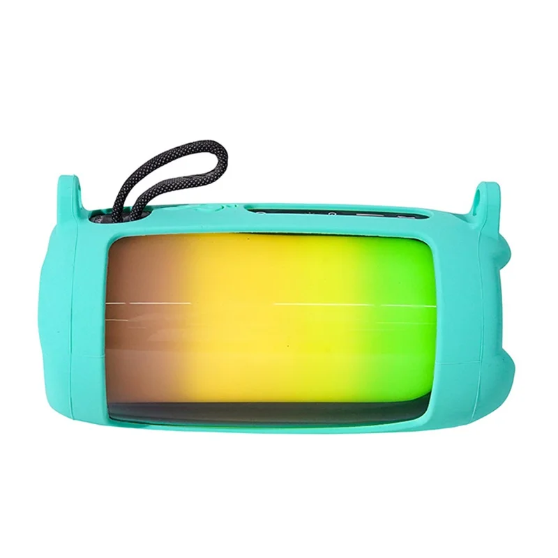 For JBL Pulse5 Soft Silicone Carrying Case Bluetooth-compatible Speaker Protective Cover with Shoulder Strap and Carabiner - Mint Green