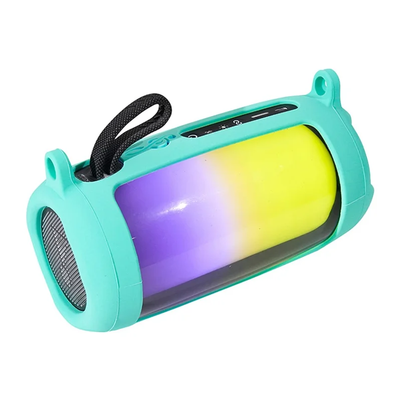 For JBL Pulse5 Soft Silicone Carrying Case Bluetooth-compatible Speaker Protective Cover with Shoulder Strap and Carabiner - Mint Green