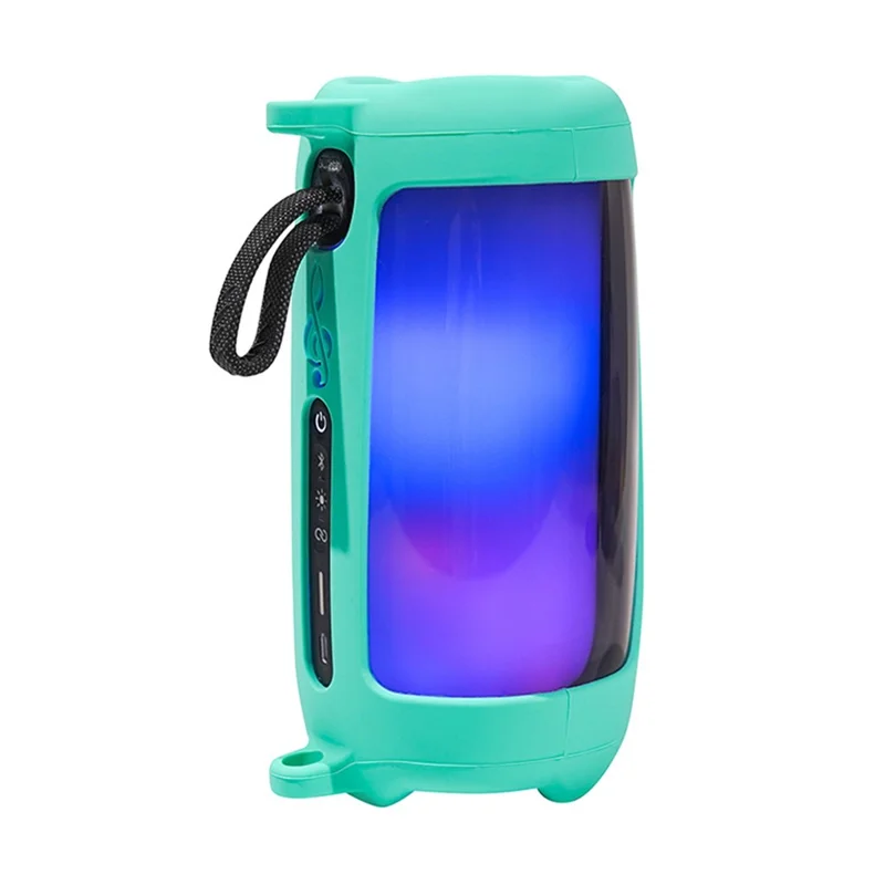 For JBL Pulse5 Soft Silicone Carrying Case Bluetooth-compatible Speaker Protective Cover with Shoulder Strap and Carabiner - Mint Green