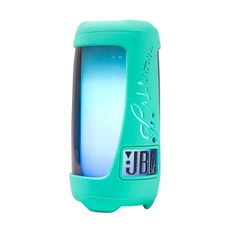 For JBL Pulse5 Soft Silicone Carrying Case Bluetooth-compatible Speaker Protective Cover with Shoulder Strap and Carabiner - Mint Green