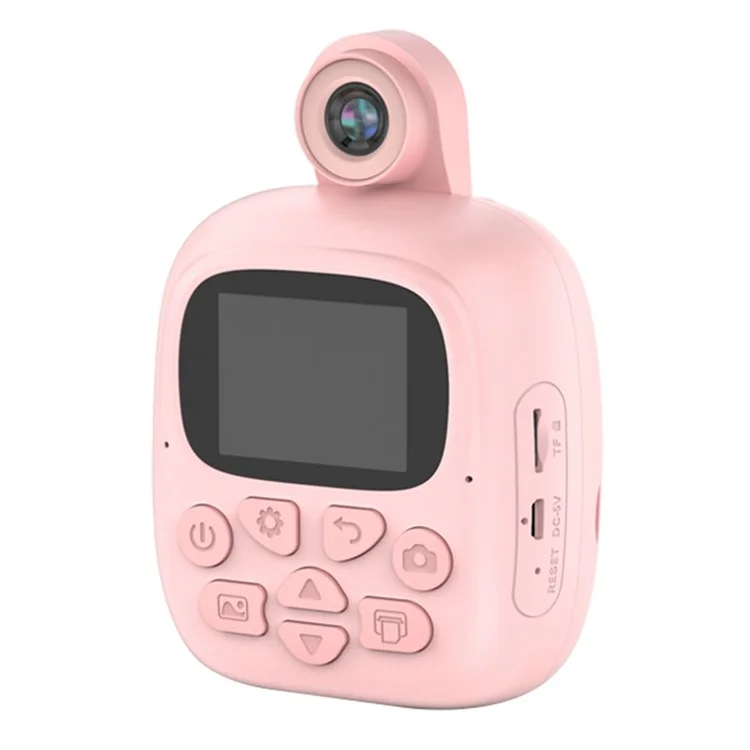 A18 Caméra Mignonne pour Enfants 2.0 pouces 24M Pixels Appareil Photo Instantané HD avec Impression Thermique Portable et Objectif Pivotant à 180 Degrés pour Enfants - Rose