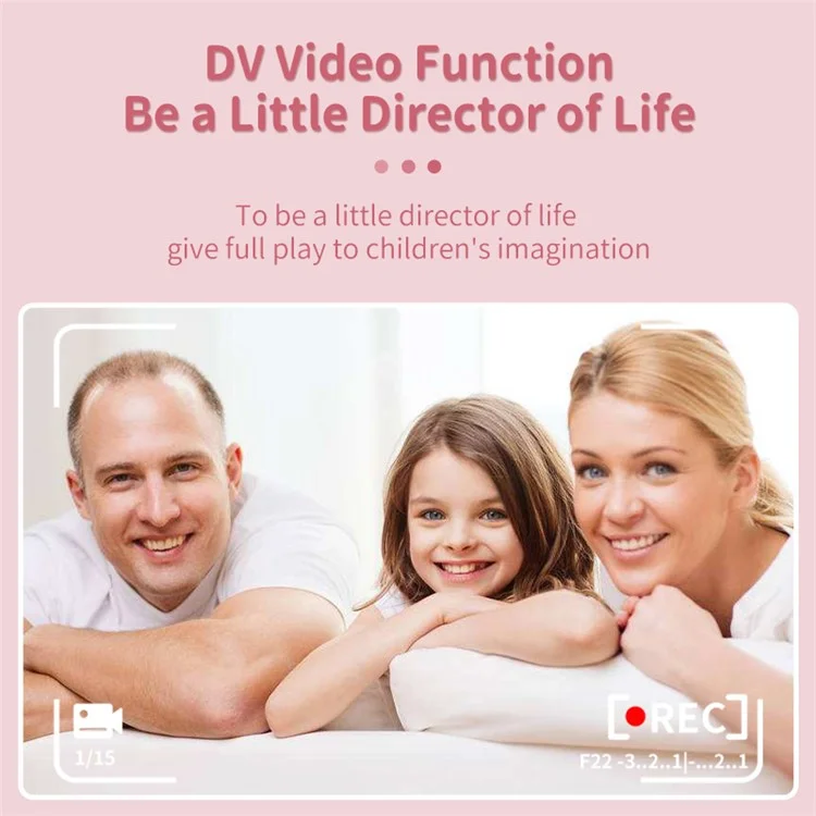 A18 Caméra Mignonne pour Enfants 2.0 pouces 24M Pixels Appareil Photo Instantané HD avec Impression Thermique Portable et Objectif Pivotant à 180 Degrés pour Enfants - Rose