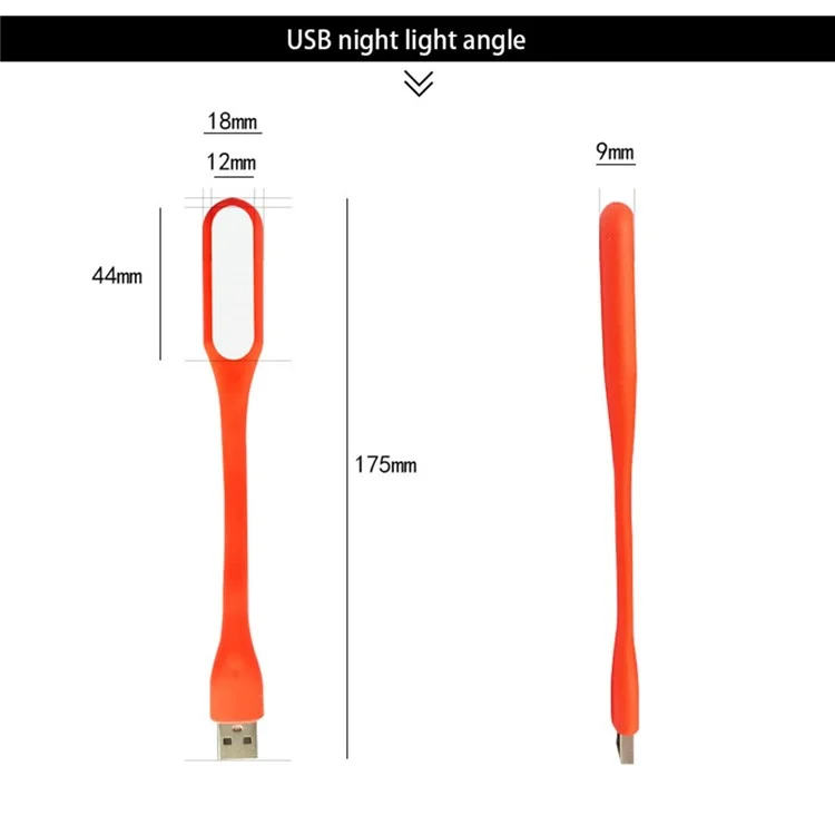 Luce LED USB portatile con protezione per gli occhi, angolazione flessibile, lampada per la notte per power bank/computer/laptop - Rossa
