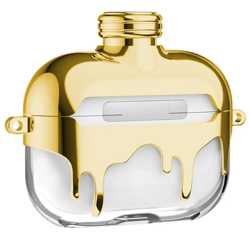 A21 Para Apple AirPods Pro / AirPods Pro 2 Diseño de Botella de Perfume Electroplating TPU TPU Case Protector Con Correa de Cadena - Oro