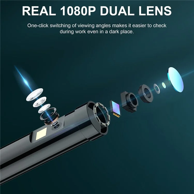 B317 1m Metalldraht 8mm 360-grad-rotation Dual-objektiv 4,3-zoll-bildschirm Endoskop 9-LED Washeroft
